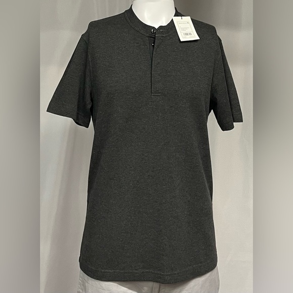 New Small Theory Edison Henley Charcoal Heathered Button up Casual Shirt - Picture 1 of 6